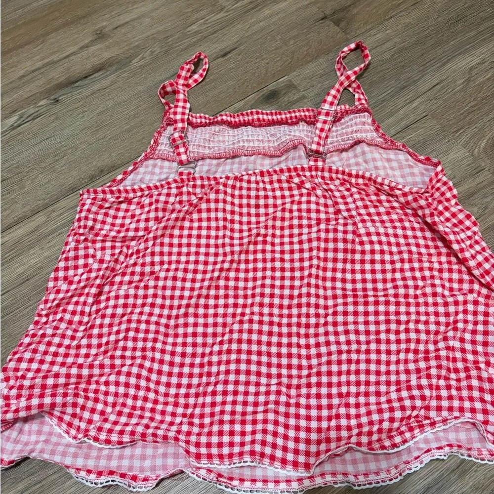 Red Gingham Girls' Pajama Set - Tank Top & Shorts